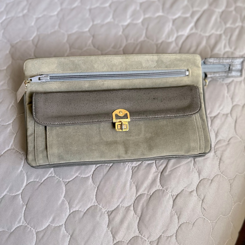 Vintage Bag by Zenith Leather Suede Wristlet